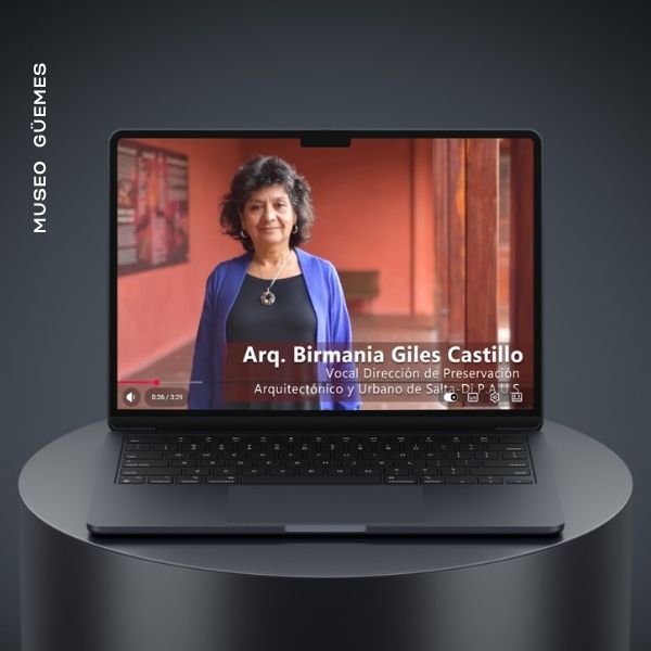 “Proyecto de Restauración y Reconstrucción de la Casa Güemes” -
Entrevista a la Arq. Birmania Giles Castillo, Vocal de la Dirección de Preservación Arquitectónica y Urbana de Salta (Di.P.A.U.S.). Registro y producción audiovisual en locación, realizado como parte de un equipo de trabajo. Captura de imagen y sonido, con tareas de edición y postproducción de material audiovisual.